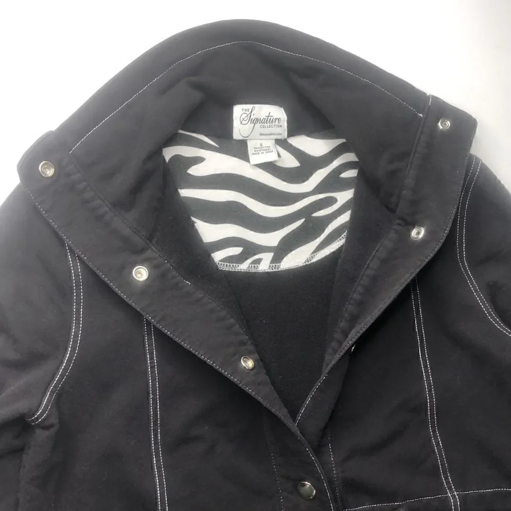 Holland America Line Signature Collection Black Snap Front Jacket Silver Size S